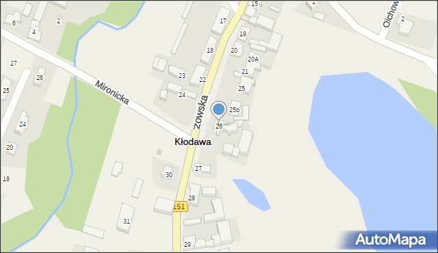 Kłodawa, Gorzowska, 26, mapa Kłodawa