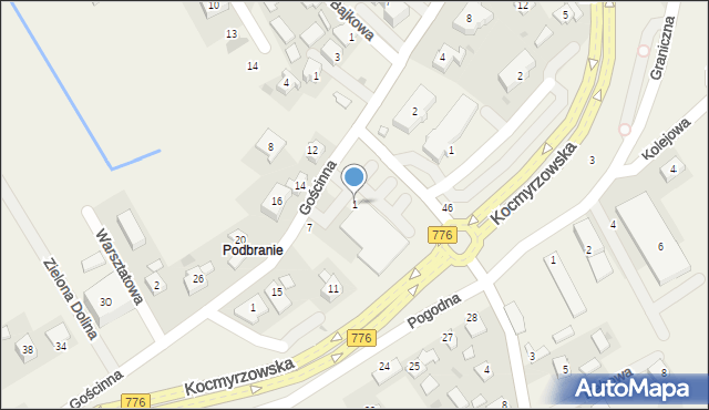 Kocmyrzów, Gościnna, 1, mapa Kocmyrzów