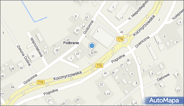 Kocmyrzów, Gościnna, 11, mapa Kocmyrzów