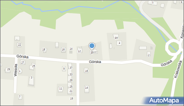 Konary, Górska, 10, mapa Konary