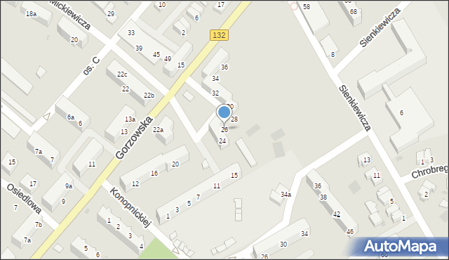 Kostrzyn nad Odrą, Gorzowska, 26, mapa Kostrzyn nad Odrą