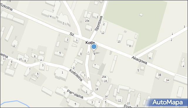 Kotla, Górna, 9, mapa Kotla