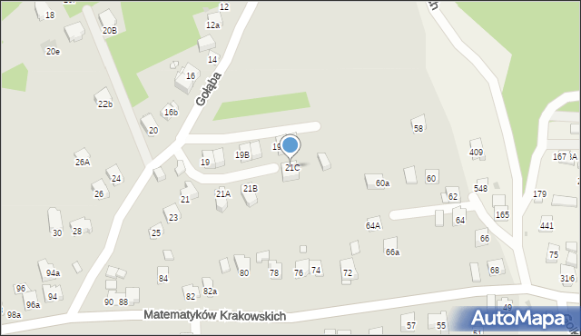 Kraków, Gołąba Stanisława, 21C, mapa Krakowa