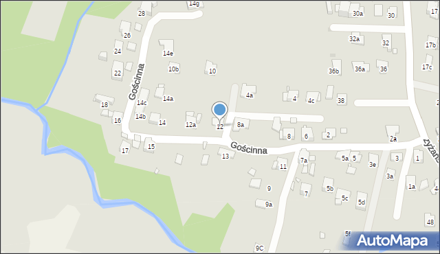 Kraków, Gościnna, 12, mapa Krakowa