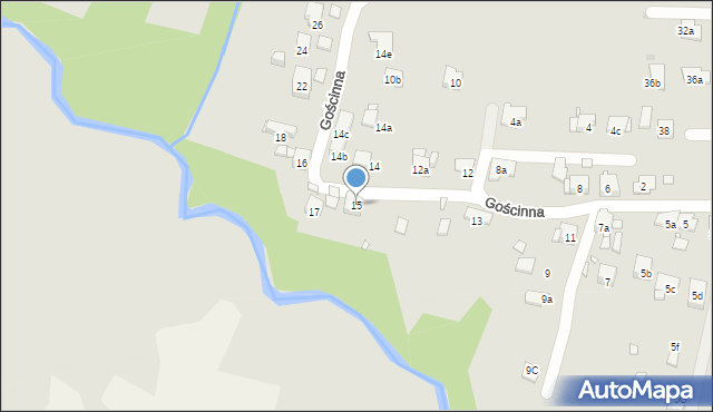 Kraków, Gościnna, 15, mapa Krakowa