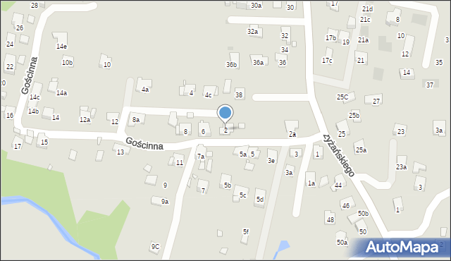 Kraków, Gościnna, 2, mapa Krakowa