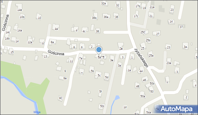 Kraków, Gościnna, 5a, mapa Krakowa