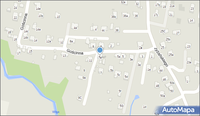 Kraków, Gościnna, 7a, mapa Krakowa