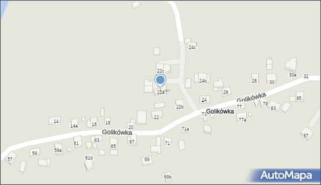 Kraków, Golikówka, 22a, mapa Krakowa
