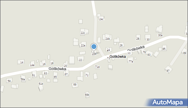 Kraków, Golikówka, 22b, mapa Krakowa