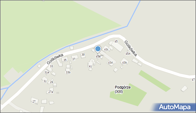 Kraków, Golikówka, 43a, mapa Krakowa