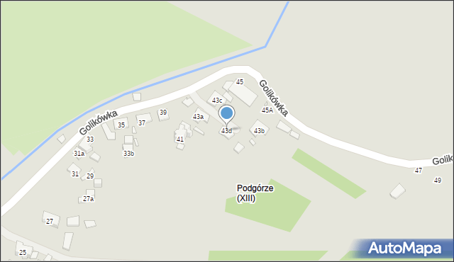 Kraków, Golikówka, 43d, mapa Krakowa