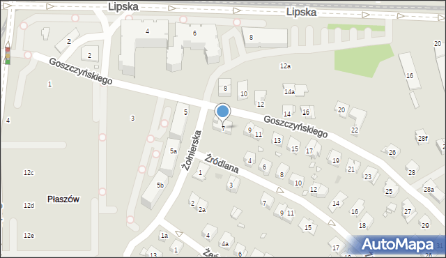 Kraków, Goszczyńskiego Seweryna, 7, mapa Krakowa