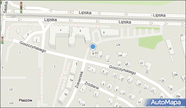 Kraków, Goszczyńskiego Seweryna, 8, mapa Krakowa