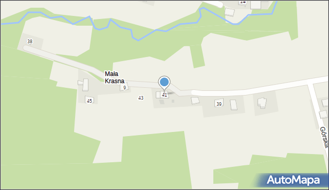 Krasna, Górska, 41, mapa Krasna