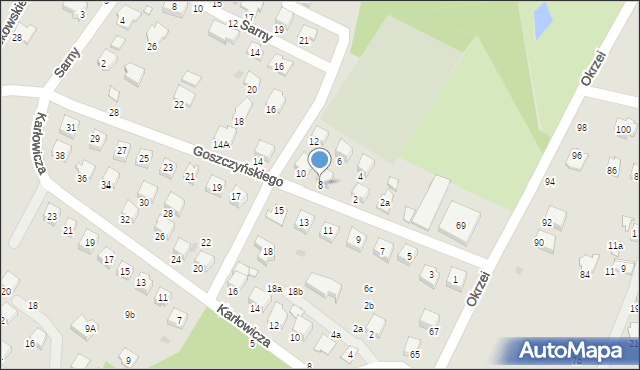 Krosno, Goszczyńskiego Seweryna, 8, mapa Krosna