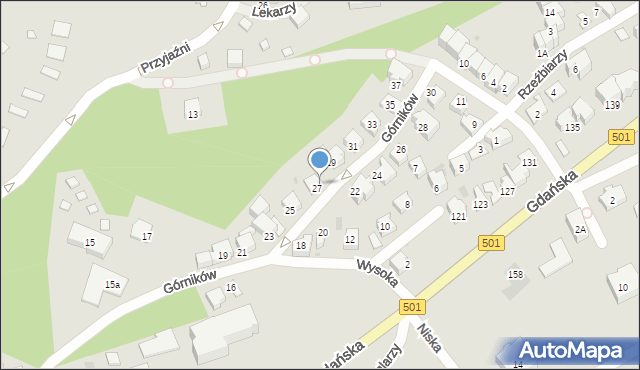 Krynica Morska, Górników, 27a, mapa Krynica Morska