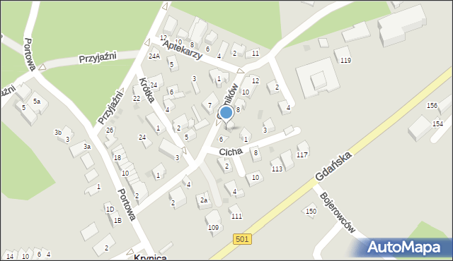 Krynica Morska, Górników, 6a, mapa Krynica Morska