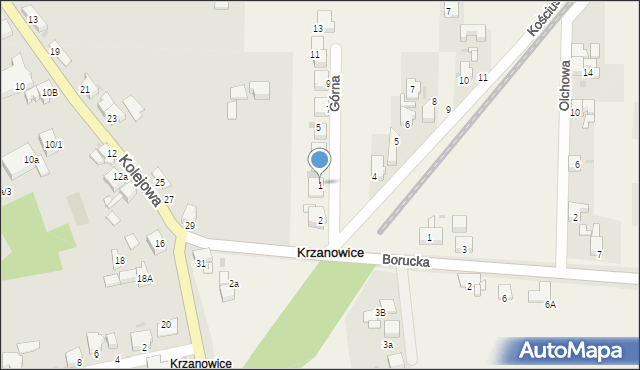 Krzanowice, Górna, 1, mapa Krzanowice