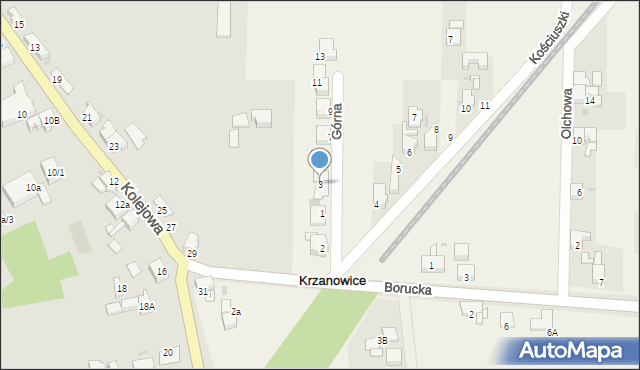 Krzanowice, Górna, 3, mapa Krzanowice