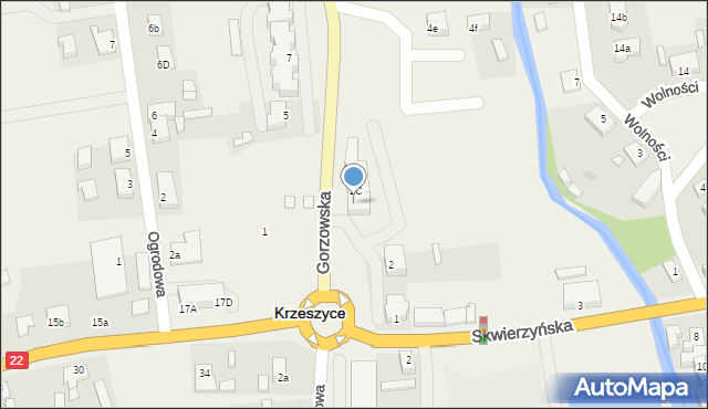 Krzeszyce, Gorzowska, 2b, mapa Krzeszyce