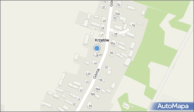 Krzętów, Górna, 15, mapa Krzętów