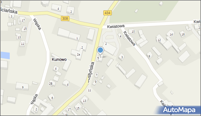 Kunowo, Gostyńska, 5a, mapa Kunowo