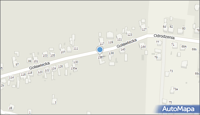 Lędziny, Goławiecka, 136, mapa Lędziny