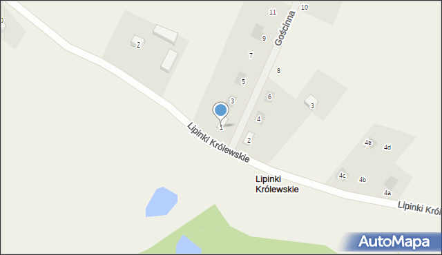 Lipinki Królewskie, Gościnna, 1, mapa Lipinki Królewskie