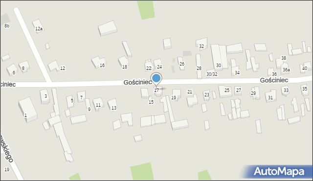 Łódź, Gościniec, 17, mapa Łodzi