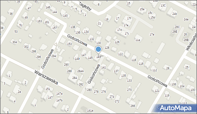 Łomianki, Gościńcowa, 143, mapa Łomianki
