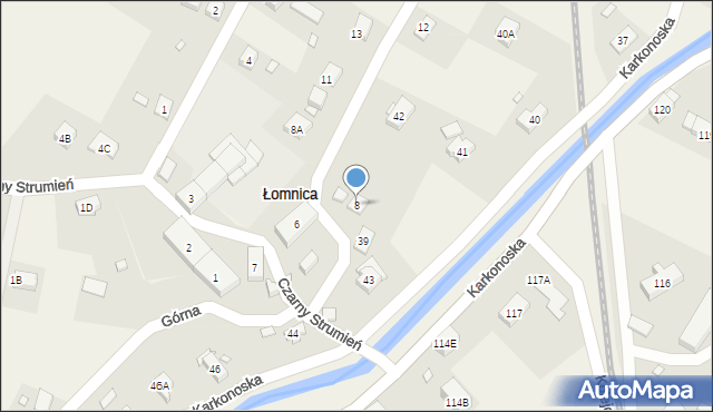 Łomnica, Górna, 8, mapa Łomnica