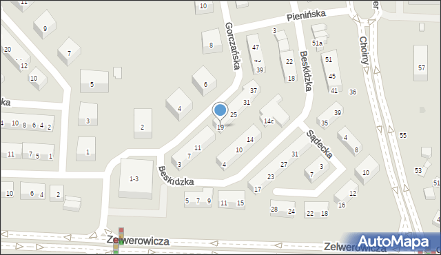 Lublin, Gorczańska, 19, mapa Lublina