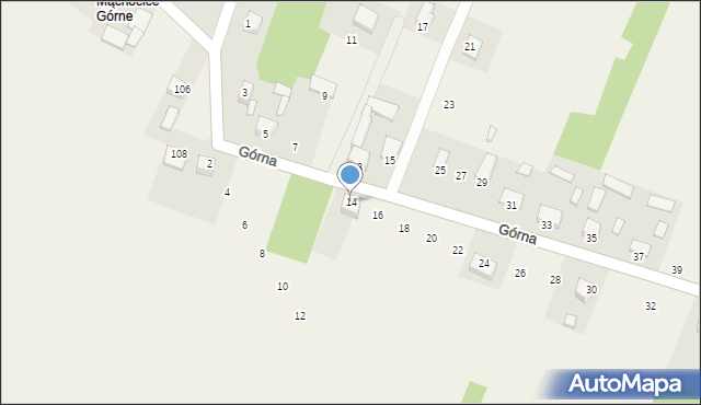 Mąchocice Kapitulne, Górna, 14, mapa Mąchocice Kapitulne