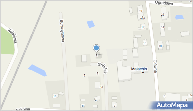 Malachin, Gołębia, 8, mapa Malachin