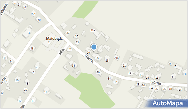 Małobądz, Górna, 27, mapa Małobądz