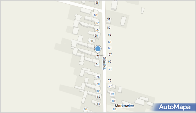 Markowice, Górska, 72, mapa Markowice