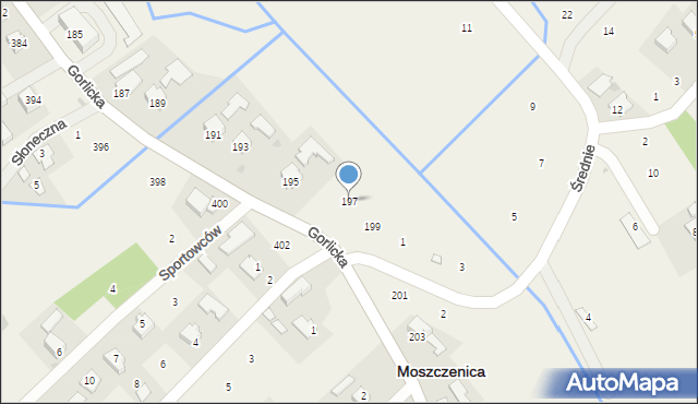 Moszczenica, Gorlicka, 197, mapa Moszczenica