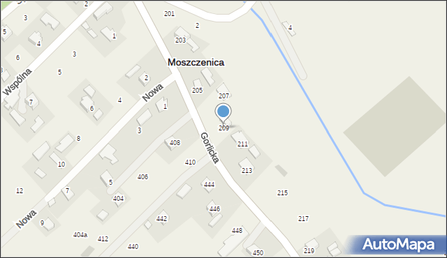 Moszczenica, Gorlicka, 209, mapa Moszczenica