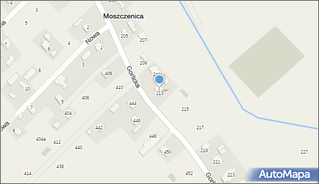 Moszczenica, Gorlicka, 213, mapa Moszczenica