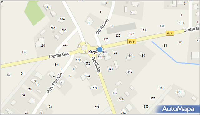 Moszczenica, Gorlicka, 341, mapa Moszczenica