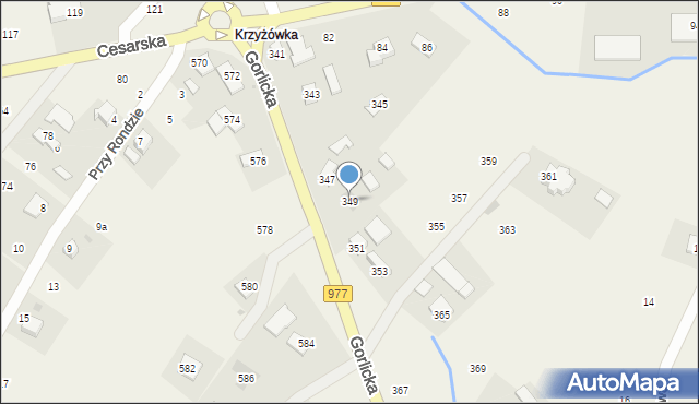 Moszczenica, Gorlicka, 349, mapa Moszczenica