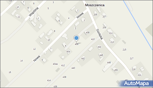 Moszczenica, Gorlicka, 406, mapa Moszczenica