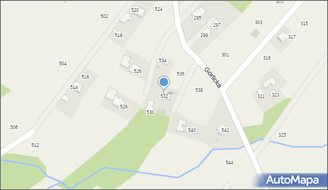 Moszczenica, Gorlicka, 532, mapa Moszczenica