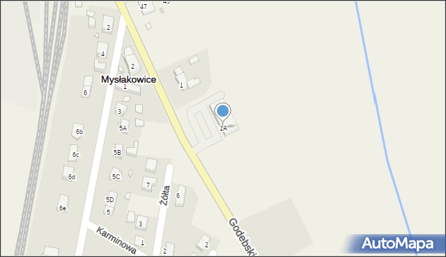 Mysłakowice, Godebskiego Cypriana, 1A, mapa Mysłakowice