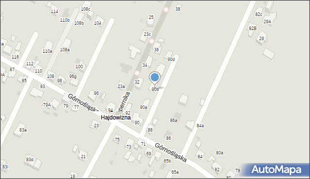 Mysłowice, Górnośląska, 90b, mapa Mysłowice