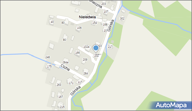 Nieledwia, Górska, 102, mapa Nieledwia