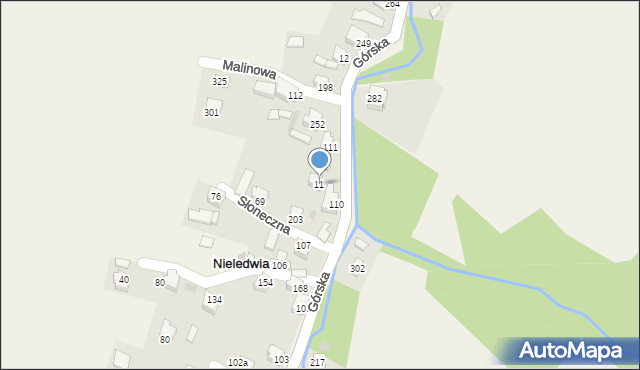 Nieledwia, Górska, 11, mapa Nieledwia