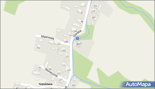 Nieledwia, Górska, 282, mapa Nieledwia