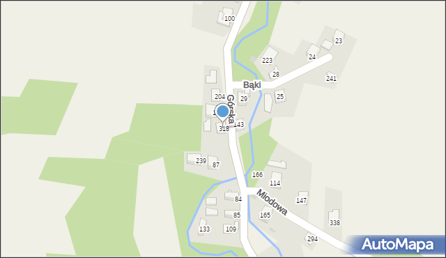 Nieledwia, Górska, 318, mapa Nieledwia